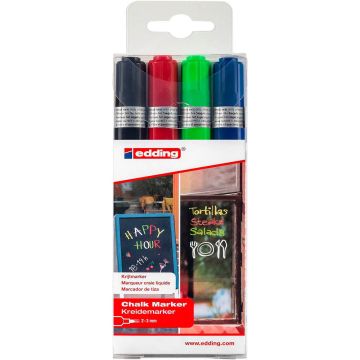 Kreidestift EDDING® 4095 - 4er Set - Schwarz-Rot-Grün-Blau